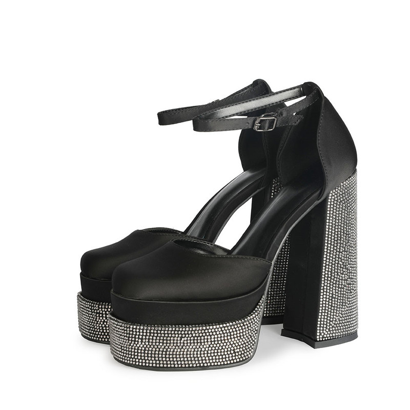 2025 new New 2022 Brand Rhie 14cm High Heel Sandals Dress Party Single Wedding bride Black Red Purple Large 34-43 Women Shoes d560