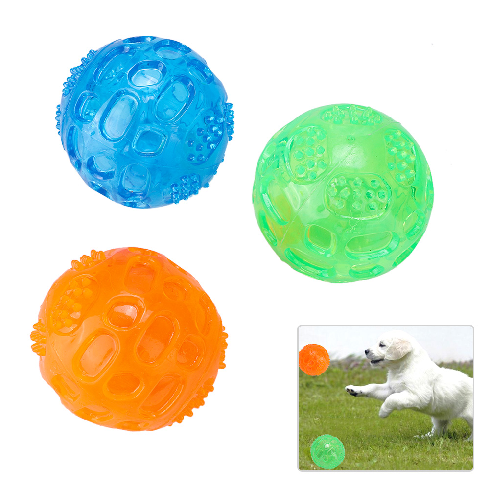 3Pcs/set Pet Dog Squeaky Chewing Ball Toy Puppy Cleaning Teeth Balls