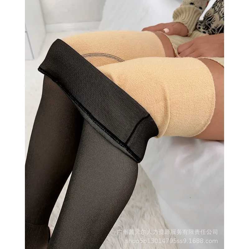 Women Sexy Slim Fit Air Hostess Leggings Stockings Y2K INS Stretchy Bodycon Pants High Waist Thermal Warm Fleece Lined TightsX240914