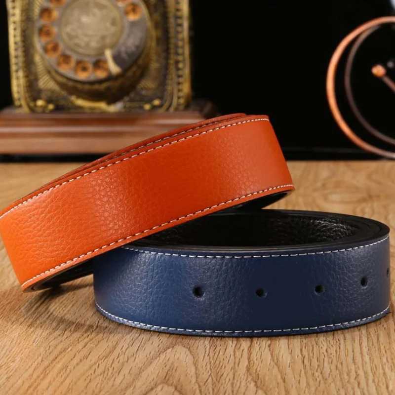 No Buckle High Quality Luxury Leather Men Belts Male Belts 3.8Cm Width H Belts Strip With Holes Jeans Accessories Waistband NewX240914