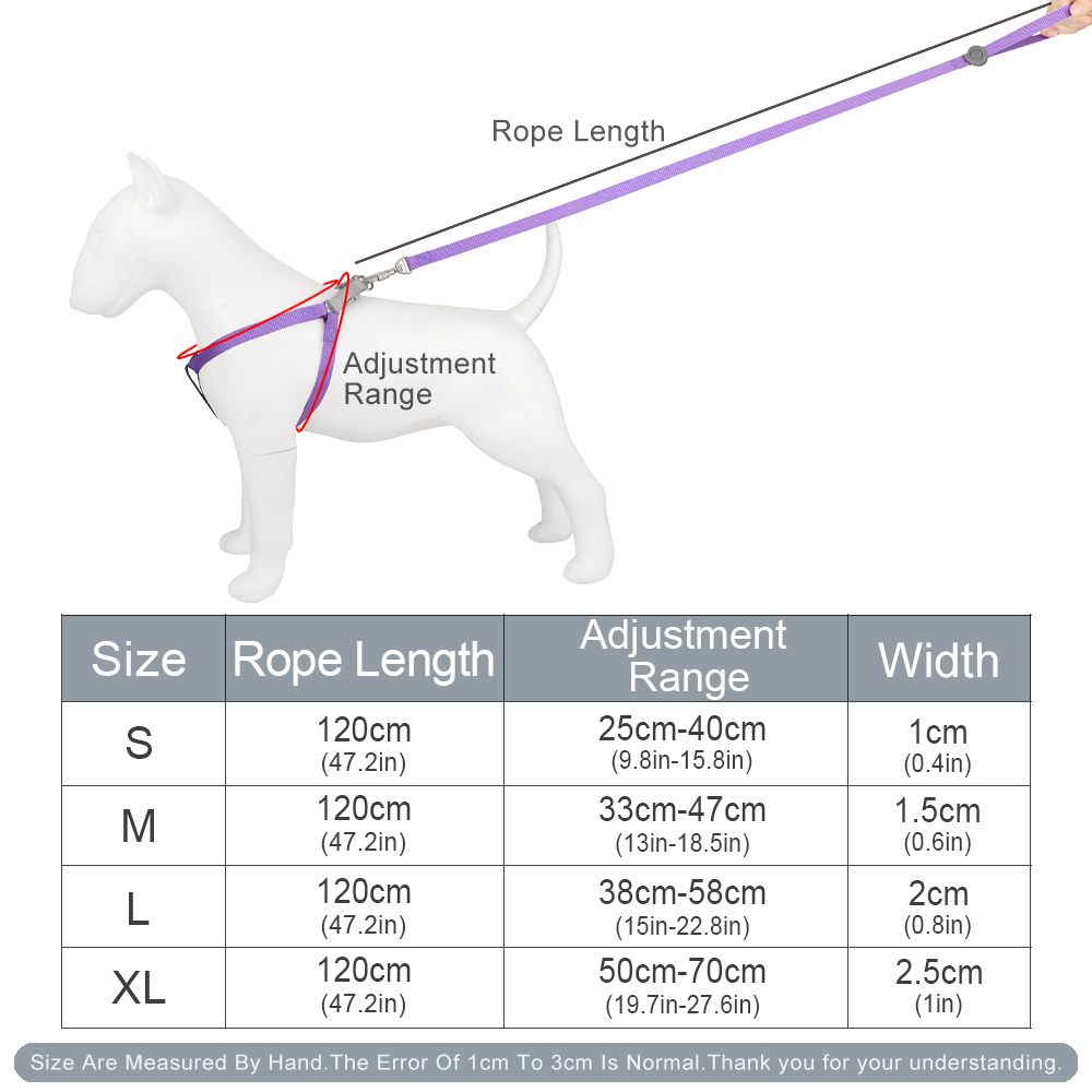 Adjustable Nylon Dog Leash Harness To Prevent Break Free Macaron Pet Harness and Leash Set for Small & Medium Dogs Dog Walking