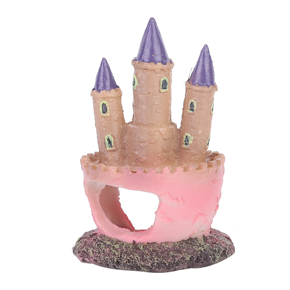 Resin Cartoon Castle Shape Ornaments, Landscape Decoration for Aquarium, Fish, Reptiles, Tank