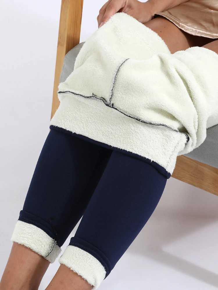 High Waist Black Fleece Pants Warm Legging Women Autumn Pants Thick Legging Compression Lamb Wool Trousers Winter Cold-ResistantX240914