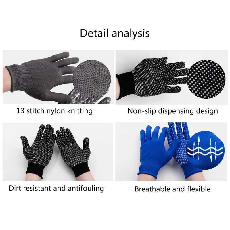 12 Pair Gloves with Rubber Dots Single Sided PVC Dotted Working Gloves Polyester and Cotton Work Gloves with Grip Dots Y240914