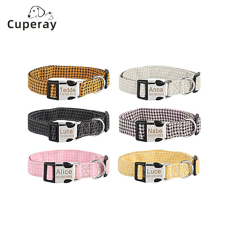 Dog Collar Free Engraved ID Tag Dog Collars Customized Adjustable Soft Pet Collar with Safety Buckles for Small Medium Large Dog