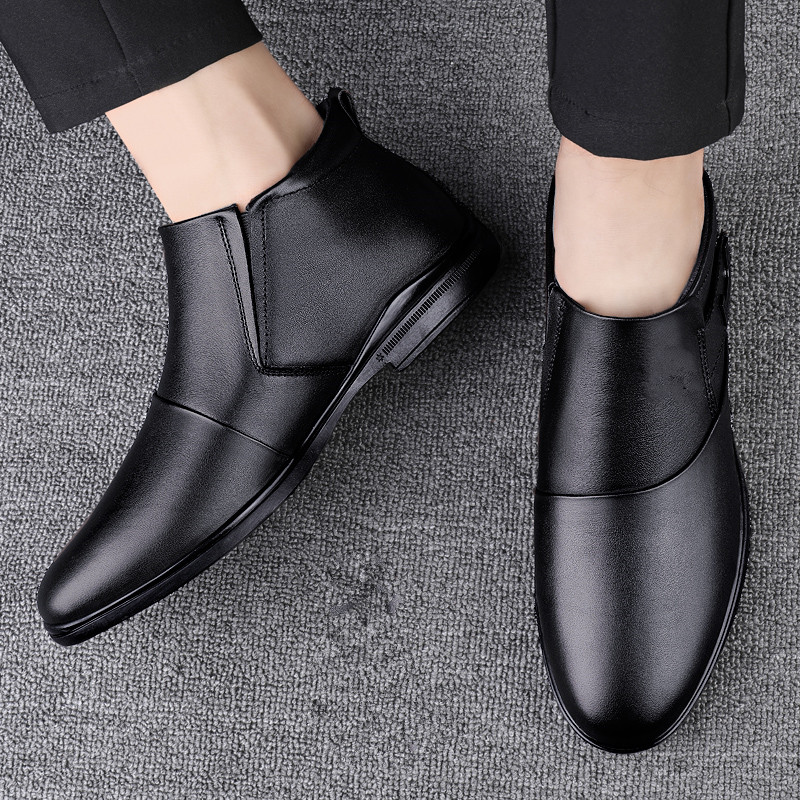 Autumn Fashion Winter Leather British Style High Top Plus Veet Casual Shoes for Men Work Outdoor Large Size 46 Boots 4ce3
