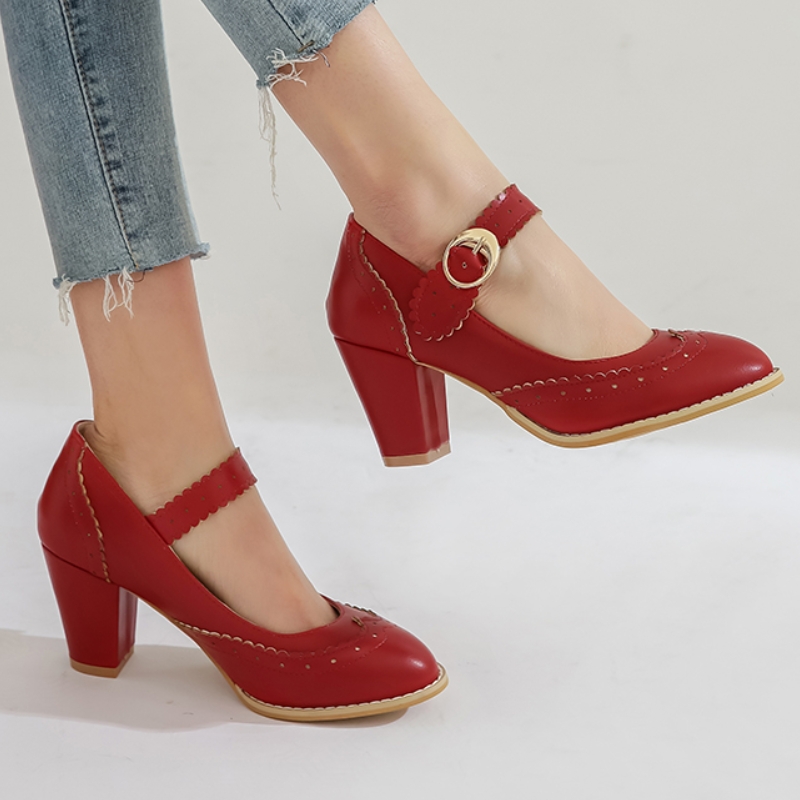 2025 new High Elegant Heels Pumps Women Mary Janes Large Size 45 Black Red White Women's Heeled Dance Party Wedding Shoes Classic a2e1 's