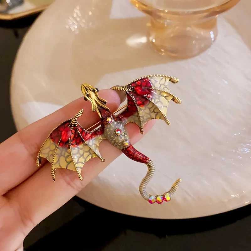 Colorful Zircon Enamel Flying Dragon Brooch For Women Men Unisex Suit Coat Scarf Brooches Pins Party Casual Jewelry AccessoriesX240914