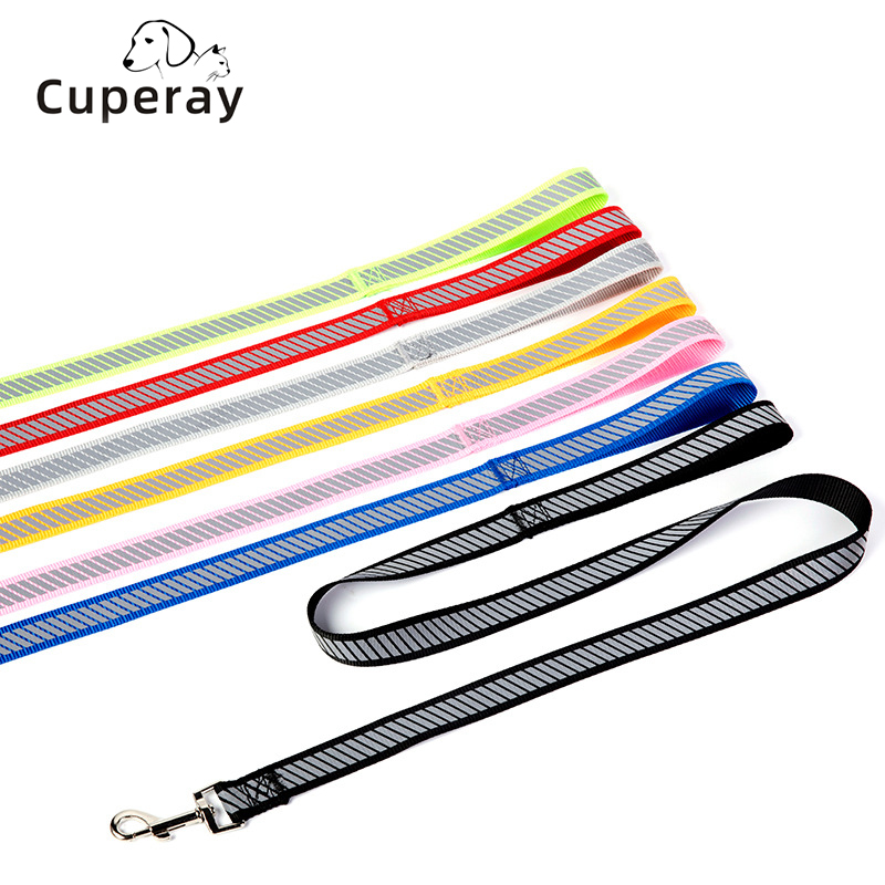 Nylon Reflective Pet Leash and Collars Set Multicolor Dog Leash Adjustable Dog Collar for Medium and Large Dogs Outdoor Training