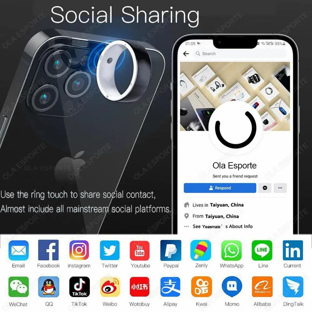 Smart Ring 6 RFID Cards 128 GB Wireless Disk Sharing Sport for GPSIDICNFC IOS Android WP Mobile Phones SOS Dial Smartring 240910