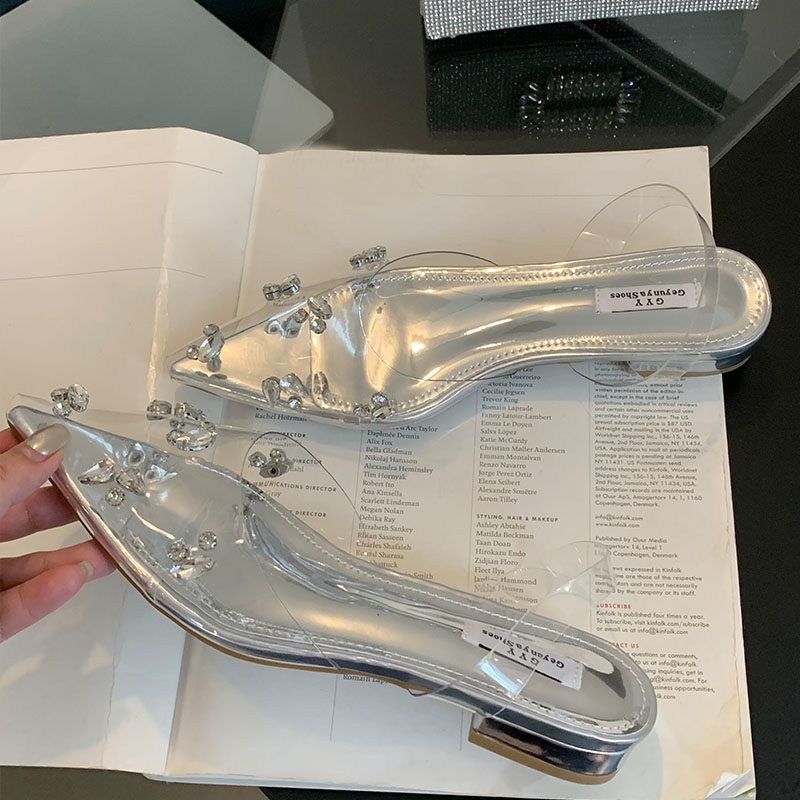 2025 new Transparent Fashion Shallow Women Flat With Female Sgbac Crystal Footwear Pointed Toe Ladies Flats Shoes Sandals 93c9 s