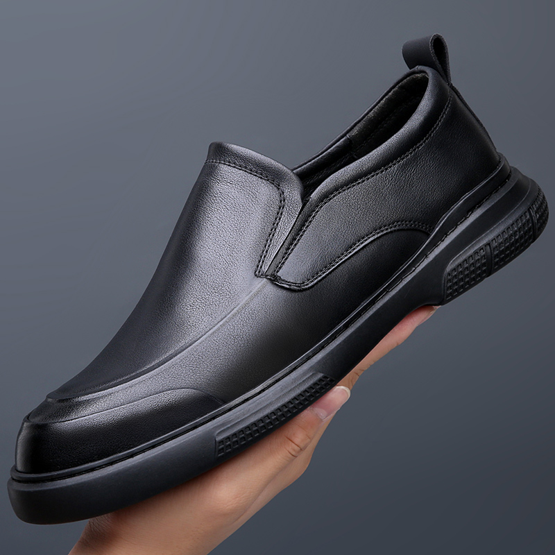 Brand 2023 Winter Plush Dress Slip On Casual Black Leather Men Loafers Wedding Party Male Shoes men b491