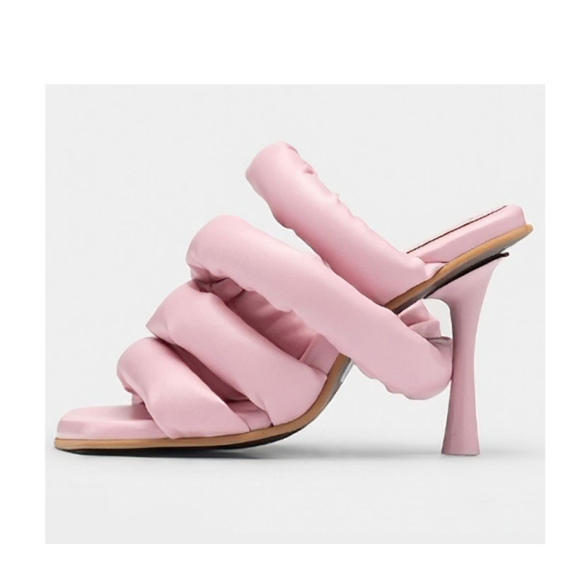 Square Colorful Head Fish Mouth Fashion Walk Heel Sandals Women Summer Empty Candy Colored Muller Shoes High Heels Slippers d06f s