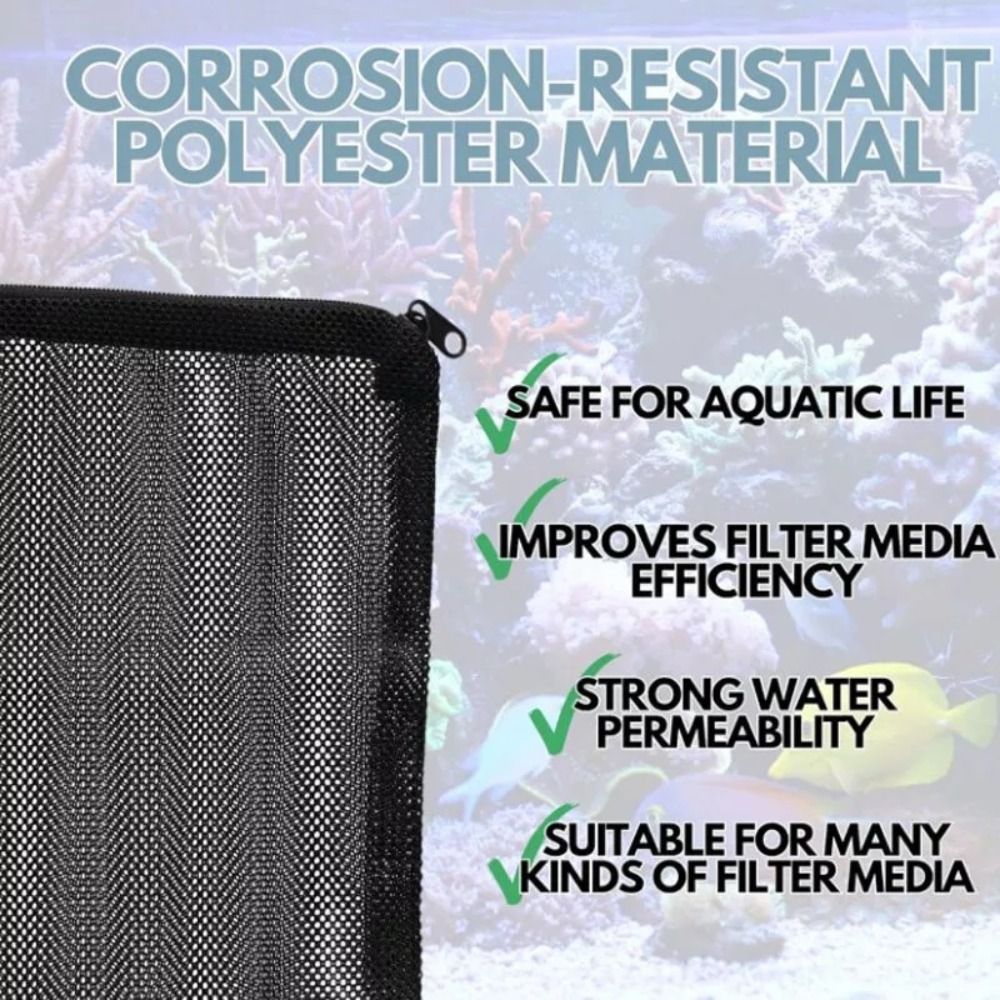 Filter Supplies Isolation Bag Nylon Filter Bag Pond Media Black Filter Net Bag Reusable for Aquarium Fish Tank Mesh Zip Net Bag