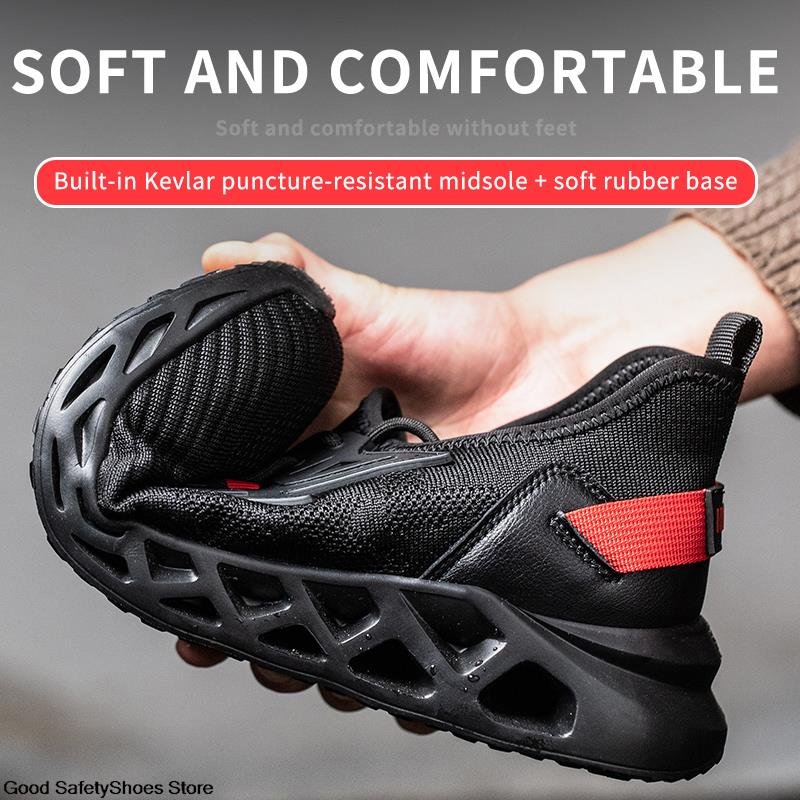 Indestructible Lightweight Women Sneakers Breathable Anti-Smash Safety Boots Steel Toe Men Work Shoes 4f2b
