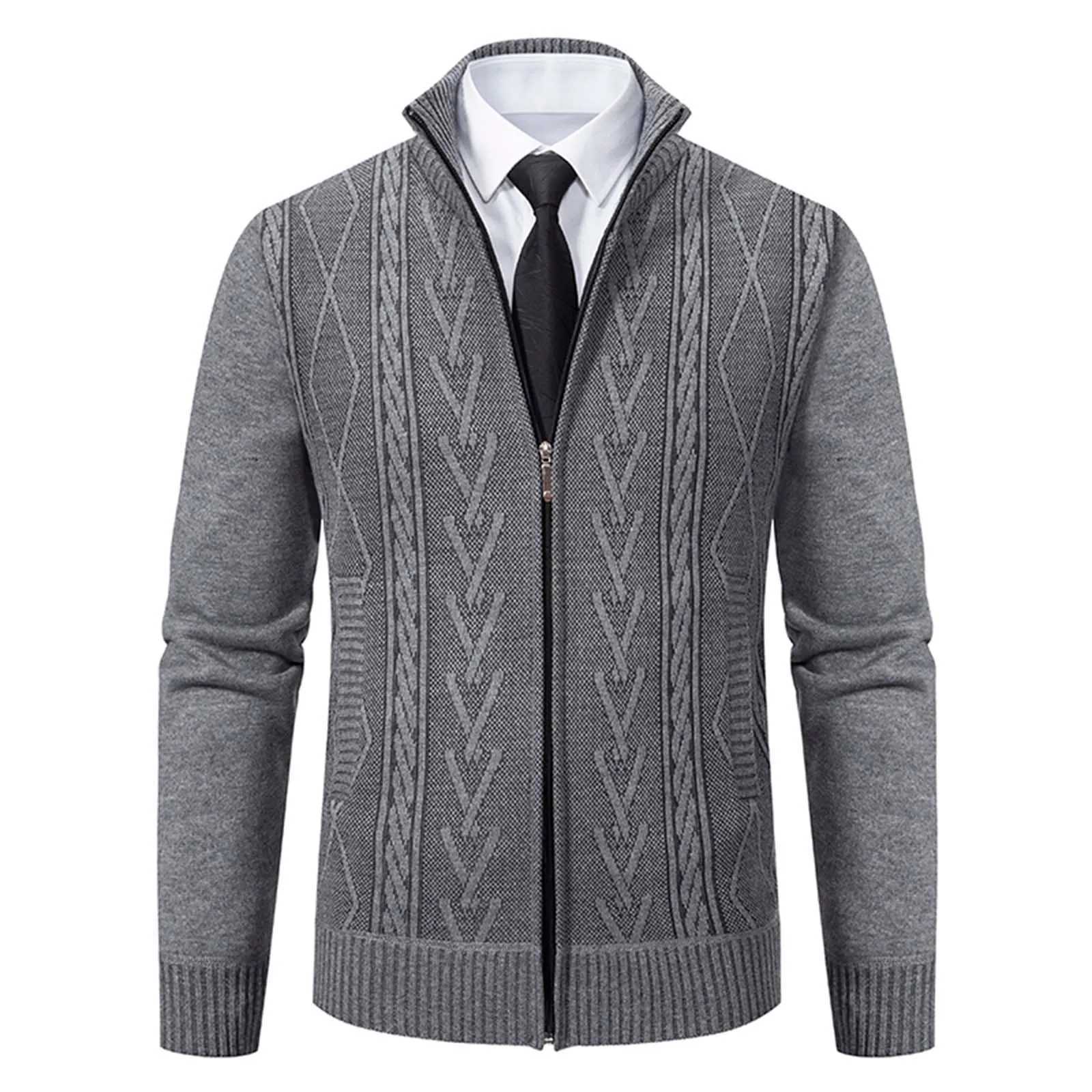 Man Knit Sweater Cardigan Mens Y2K Zipper Sweater 2024 Male Luxury Solid Color Jersey Casual Business Warm Jumper Harajuku CoatXJ240907