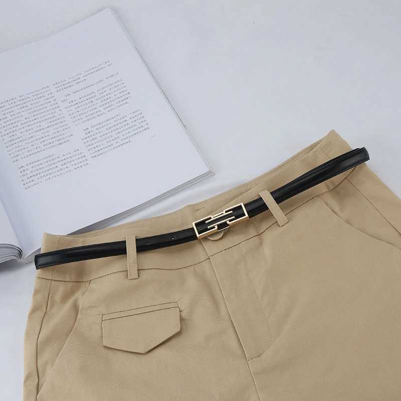 Ladies Trouser Dress Decoration Waistband Fashion Leather Thin Belt Golden Metal Buckle Adjustable Waist Strap All-match 1PcsX240914