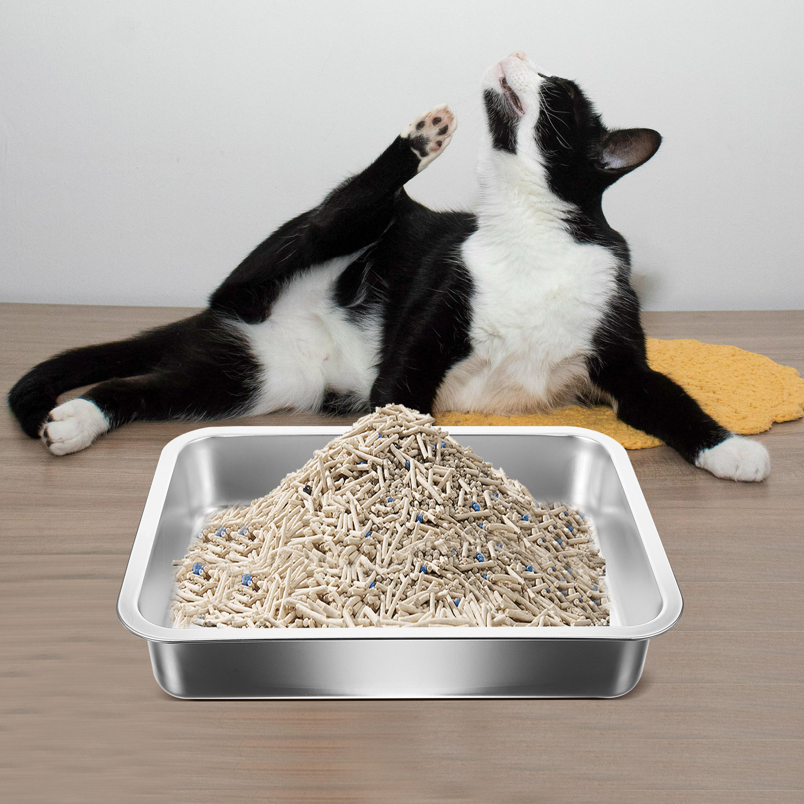 Stainless Steel Cat Litter Box Kitten Clean Toilet Automatic Toy Large Metal Tray Open Type