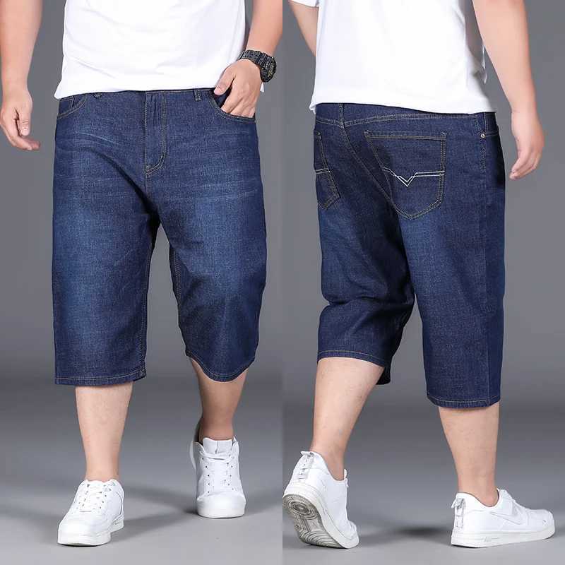 Big Size 28-48 50 Denim Shorts Jeans For Mens 150KG Loose Summer Thin Fatty Guy Casual Fashion Calf Five Length Large PantsX240914