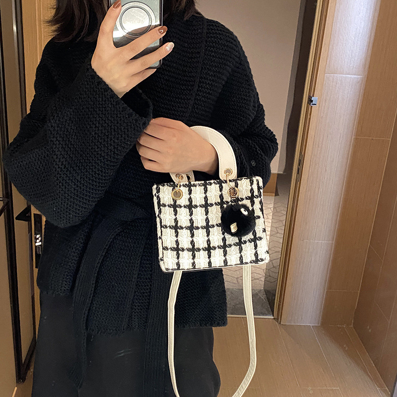 Small Square Classic Checkered Women's Bag Wool Handbag Designer Shoulder Bag Handbag Crossbody Women's Bag
