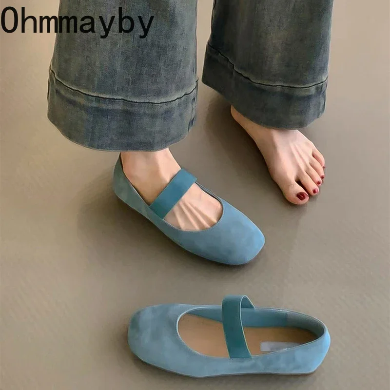 Retro Style Round Toe Women Mary Jane Shoes Fashion Elastic Band Ladies Comfort Soft Sole Party Female ballerina Shoes
