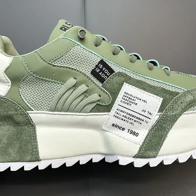 Men Sneakers Summer Mesh Moccasins New Lace-up Leather Sports Four Seasons Casual Running Shoes Men's Comfortable Forrest Gump Shoe 6452 's