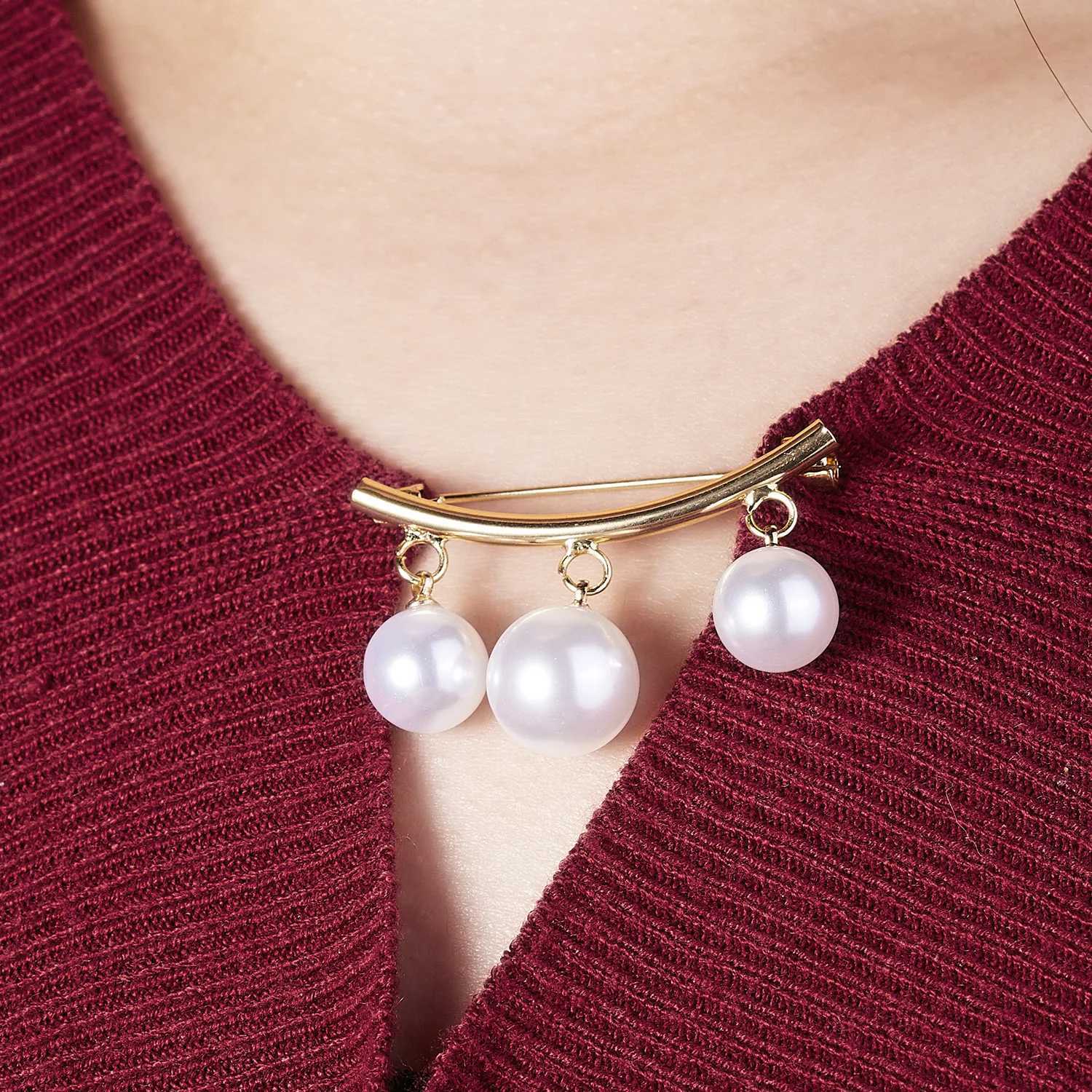 Elegant Fashion Pearls Brooch Pins For Women Fixed Straps Charm Safe Pin Brooches Clothing Clip Badge Dress Buckle Diy JewelryX240914
