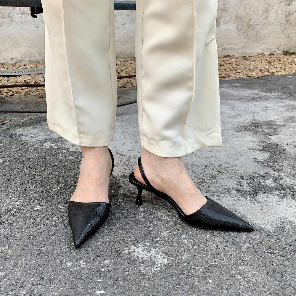 2024 New Arrivals Fashion Dress Shoes Thin High Heels Summer Wedding Dress Shoes Woman Back Straps Elastic Band Party Pumps 39
