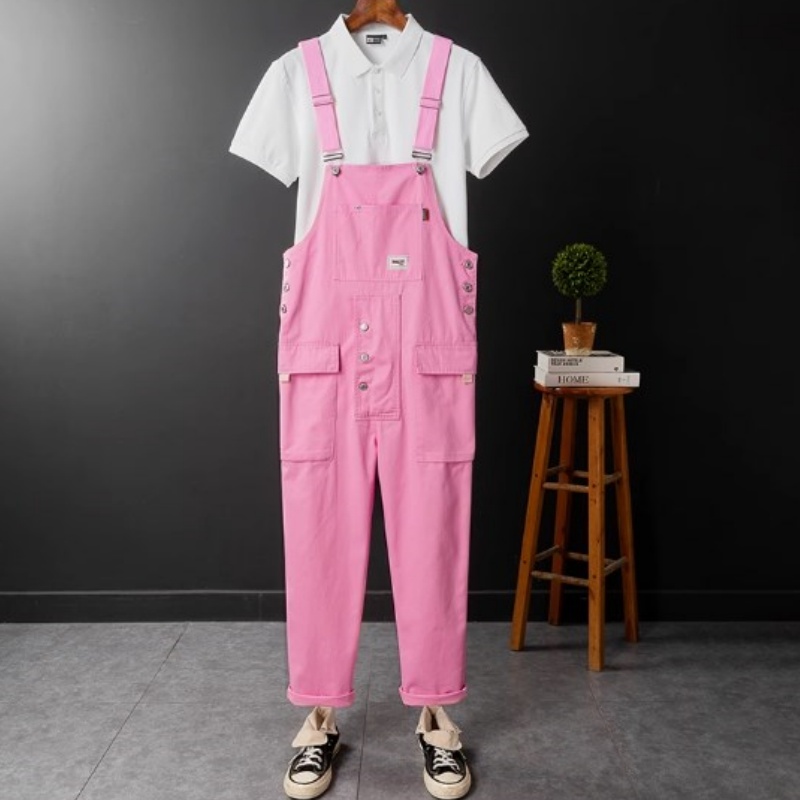 New Hip Hop Streetwear Bib Pants Overall Jean Fashion Men Jean Overalls Ripped Bib Jeans For Men Male Ripped Denim Jumpsuit