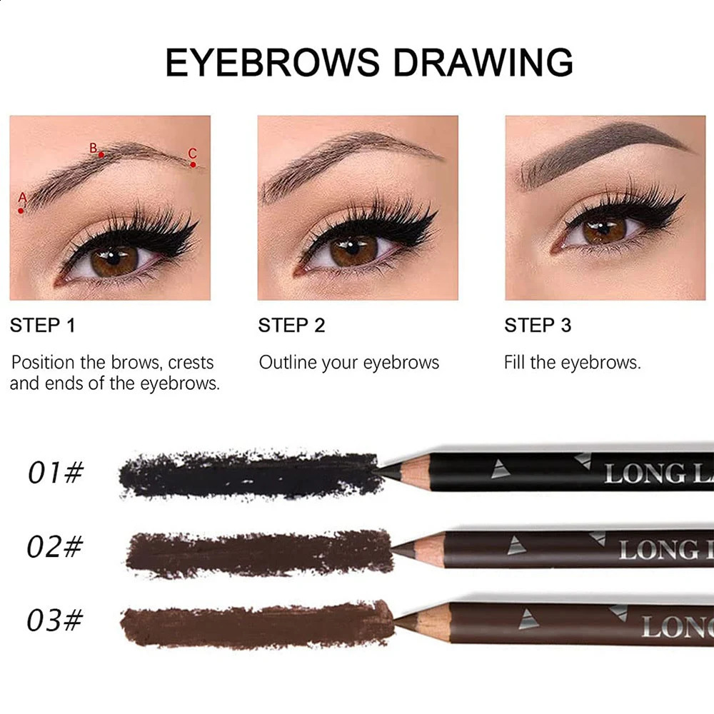 612Pcs Waterproof Eyebrow Pencil Easy Color Natural Black Brown Eye Makeup Pen Cosmetic Beginner Practice Eyebrow Beauty Tools 240914