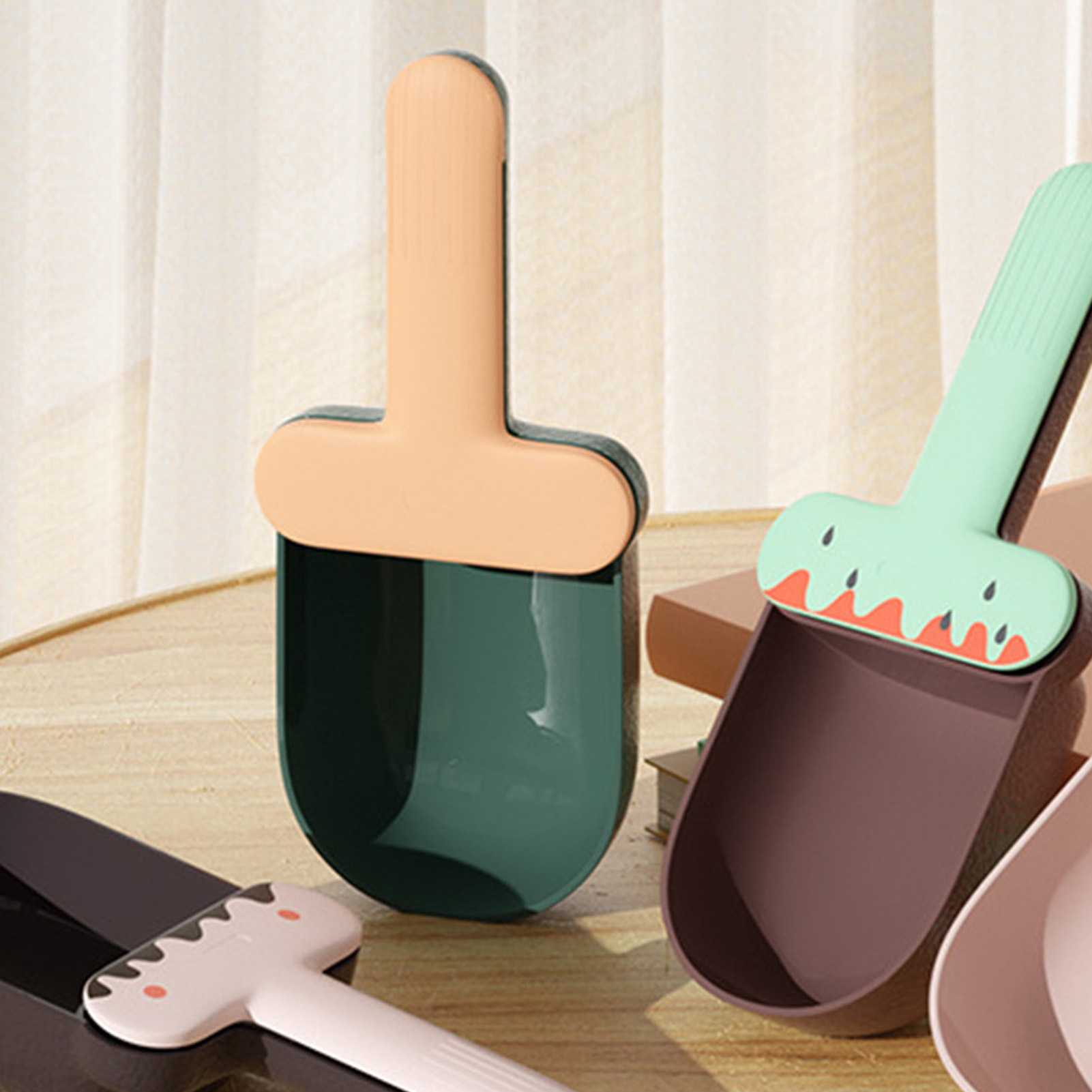 Pet Food Spoon Cute Ice Cream Shape Large Capacity Food Grade Dog Food Scoop With Sealing Clip For Dogs Cats Pets