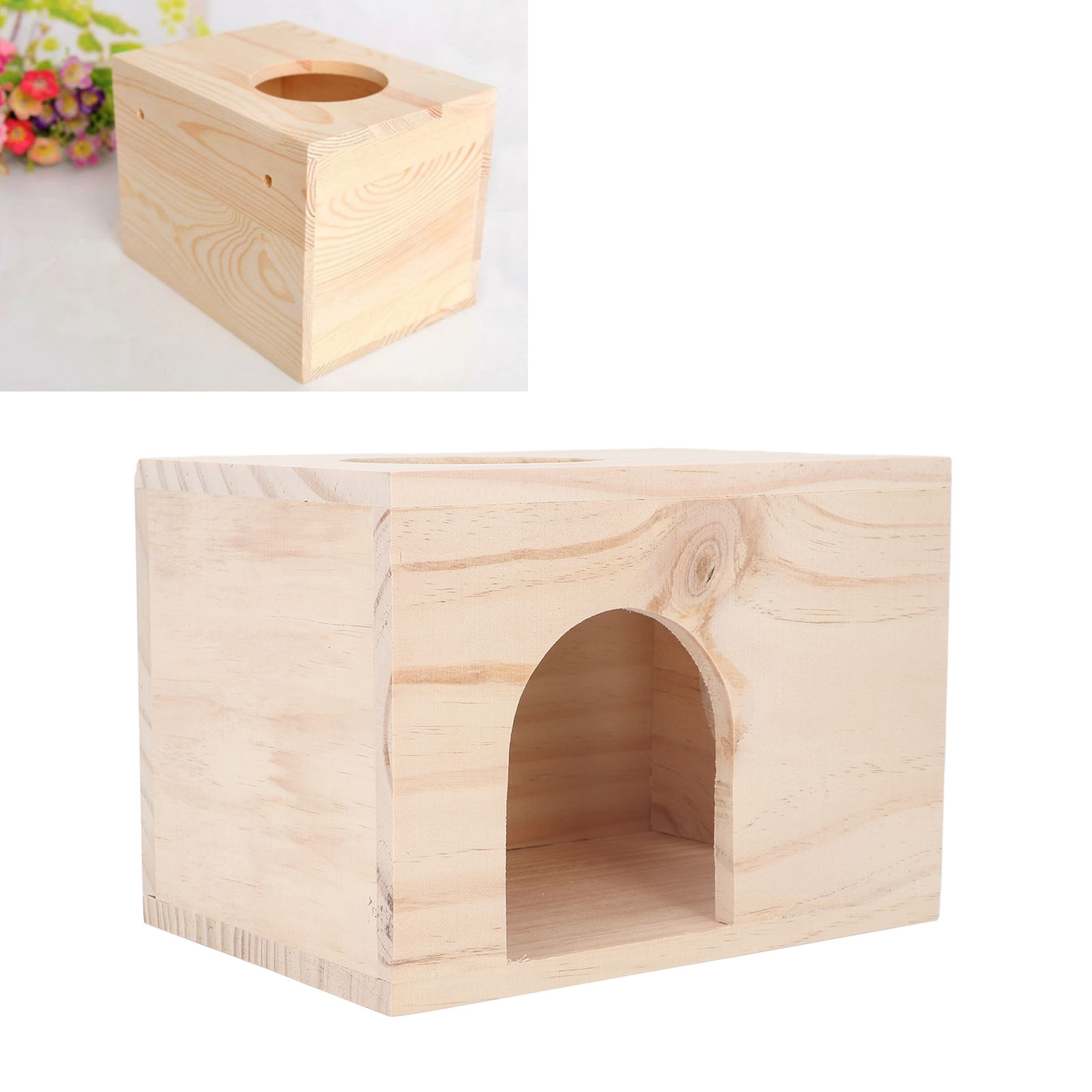 Small Animal Hideout House for Guinea Pigs, Tiny Wood House, Bite Resistance, Ventilated Eco Friendly