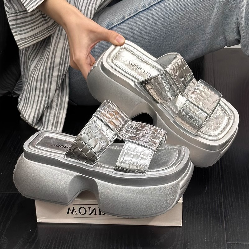 8cm Women Slippers Platform Wedges Summer Casual Women Shoes Outdoor Comfortable Beach High Slipper Dress Sandal 35 40