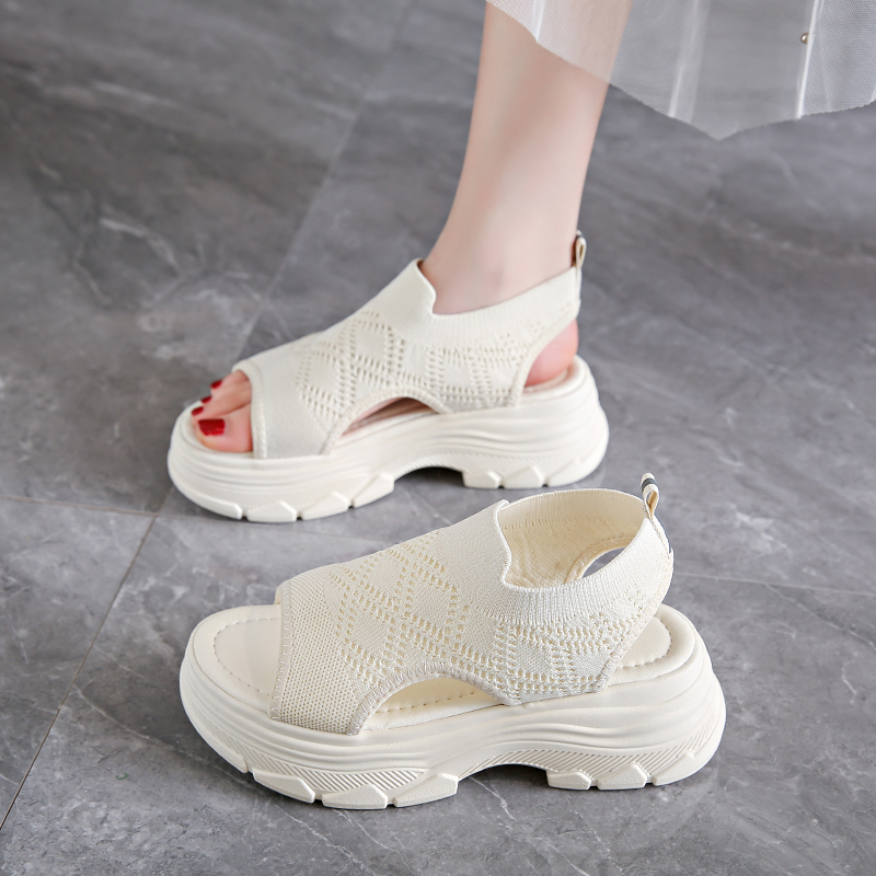 2024 Summer New Platform Sandals for Women Leisure Sport Lightweight Wedge Heeled Diamondback Flying Woven Roman Women Sandals