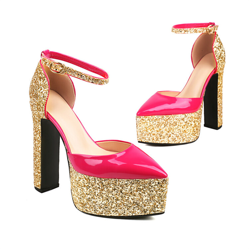 2025 new Design Brand Shiny Sier Red Women's Sandals 2023 New Sexy 15.5cm High Heel Bridal Wedding Party Nightclub Women Shoes Size 43 64c7