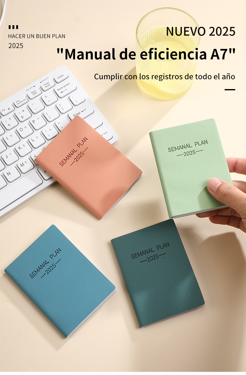 Morandi color scheme 2025 A7 Spanish schedule book portable mini plan book daily plan pocket book