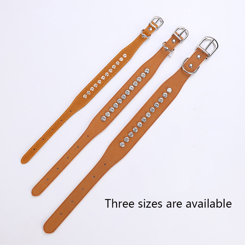 Leather Dog Collars Adjustable Multicolor Pet Collars with Shiny Rhinestones & Metal Fasteners Durable Pet Collar for Cats & Dog