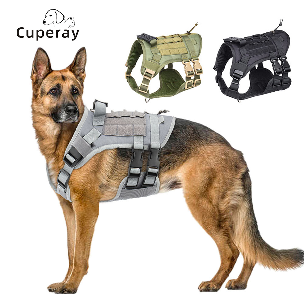 Tactical Dog Harness No Pulling,Tactical Dog Vest with Loop Panel Sturdy Handle,Breathable Military Dog Harnesses for Training