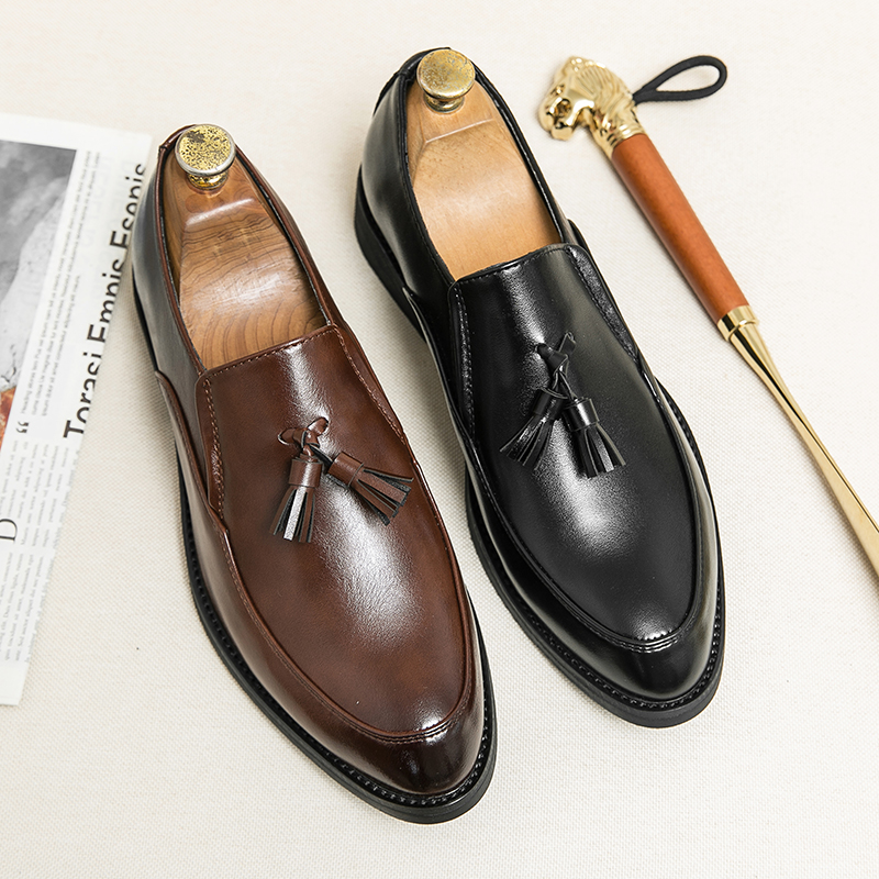 Leather Formal hot High quality merchants Dress Shoes: Black Business Casual Flats for Men's Office