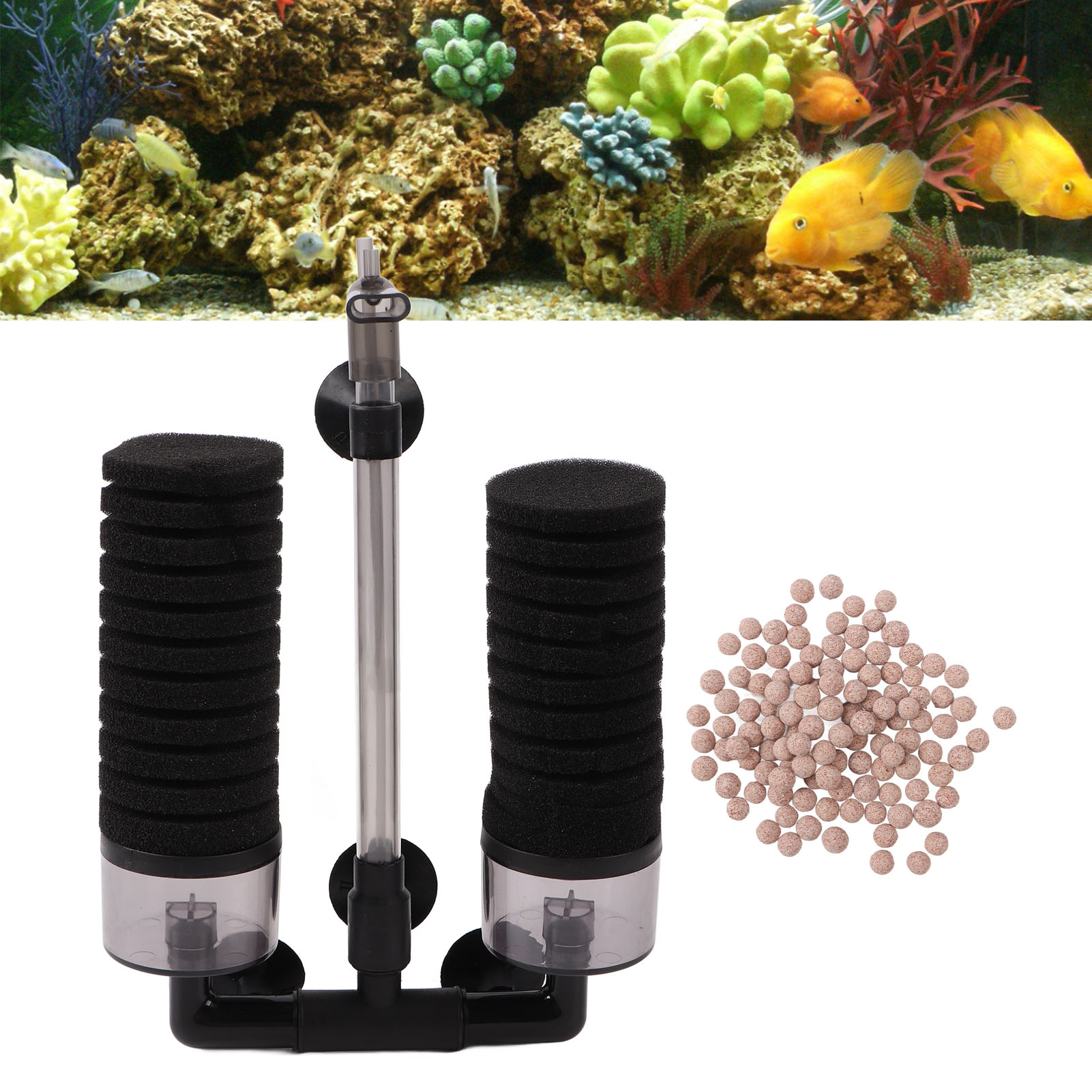 Aquarium Sponge Filter Strong Adsorption Capacity Quiet Mini Fish Tank Biochemical Water Filter With Filter Material YU-229A