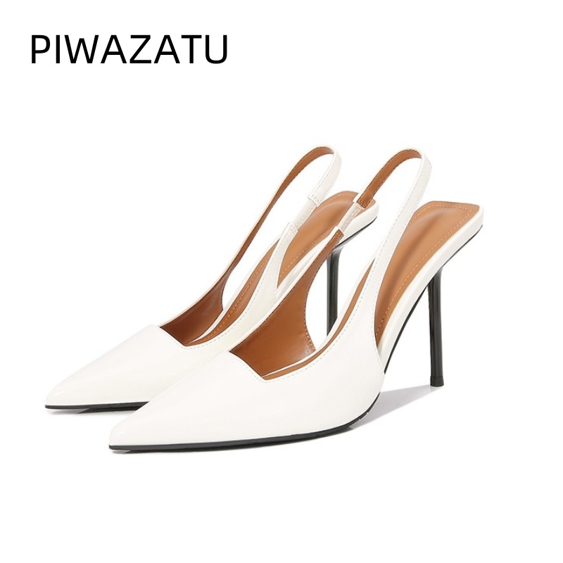Summer 2024 New High Heels Female Stiletto Pointed Head After Empty Patent Leather Pumps 8cd4