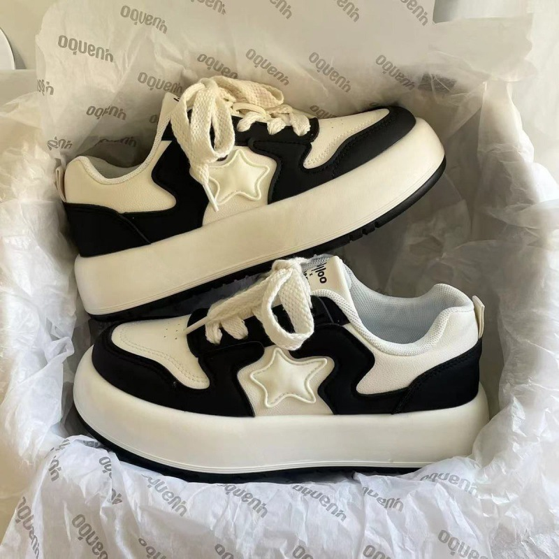 Thick Bottom Round Large Head Few Design Star Shoes Versatile Hong Kong Style High Street Casual Bread 4 b414f