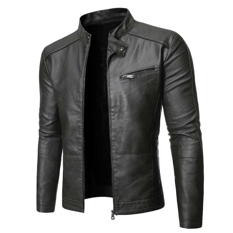 2023 PU Casual Leather Jacket Men Spring Autumn Coat Motorcycle Biker Slim Fit Outwear Male Black Blue Clothing Plus Size S-3XLX240913