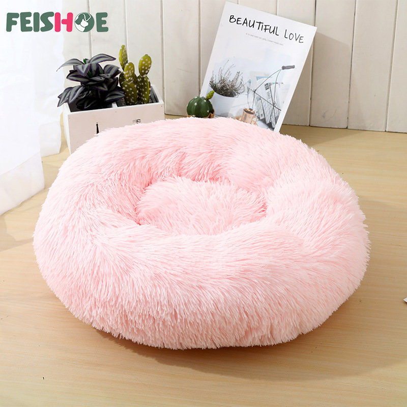 Plush Dogs Kennel Round Shape Soft Pet Cushion for Medium Large Dogs Breathable Pet Bed Four Season Cozy Nest Dog Accessories