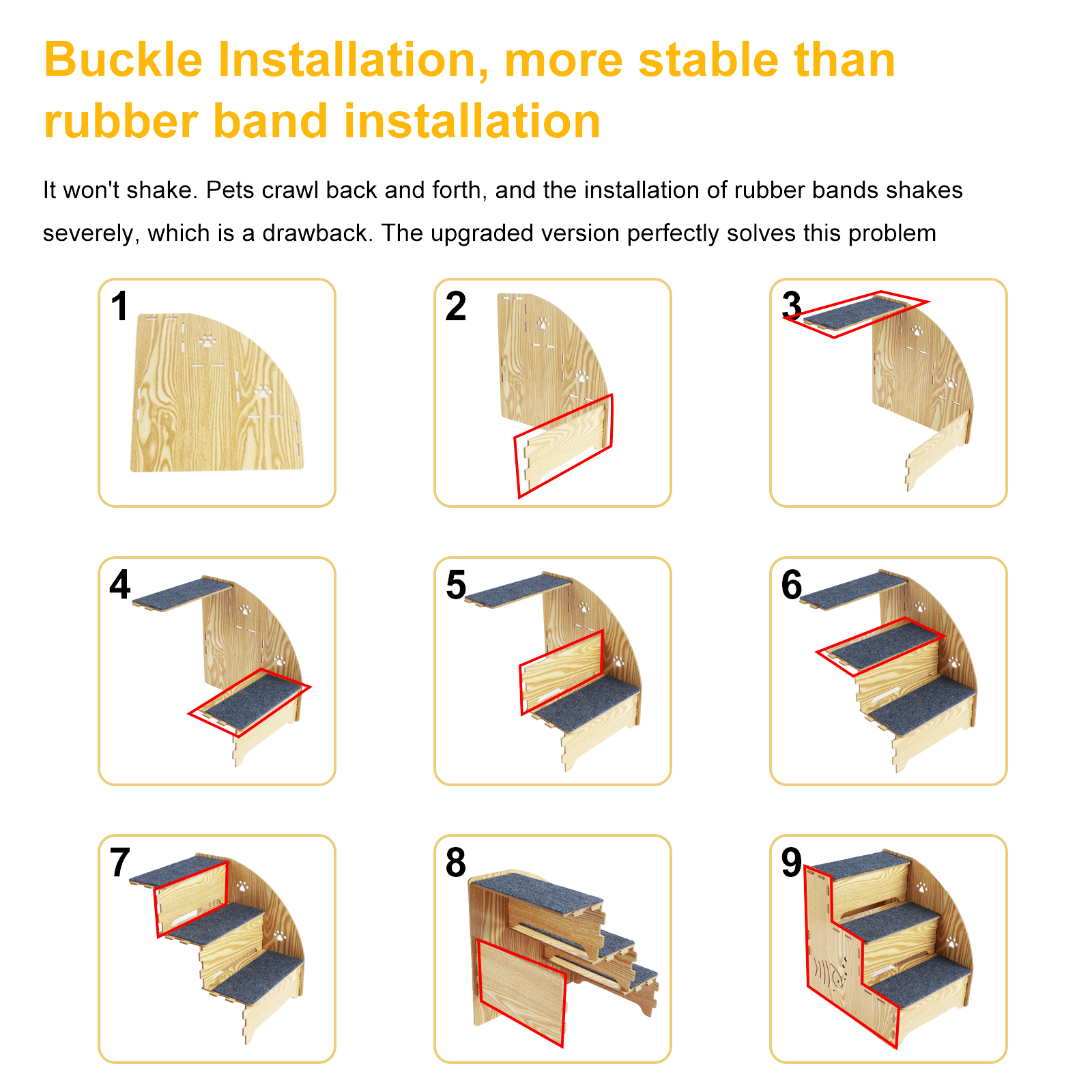 Pet Stairs for Small Dogs Puppy Stairs with 3 Tiers Pet Steps Non SlipCovered with Carpeted Fabric Sleek Removable for Sofa Bed