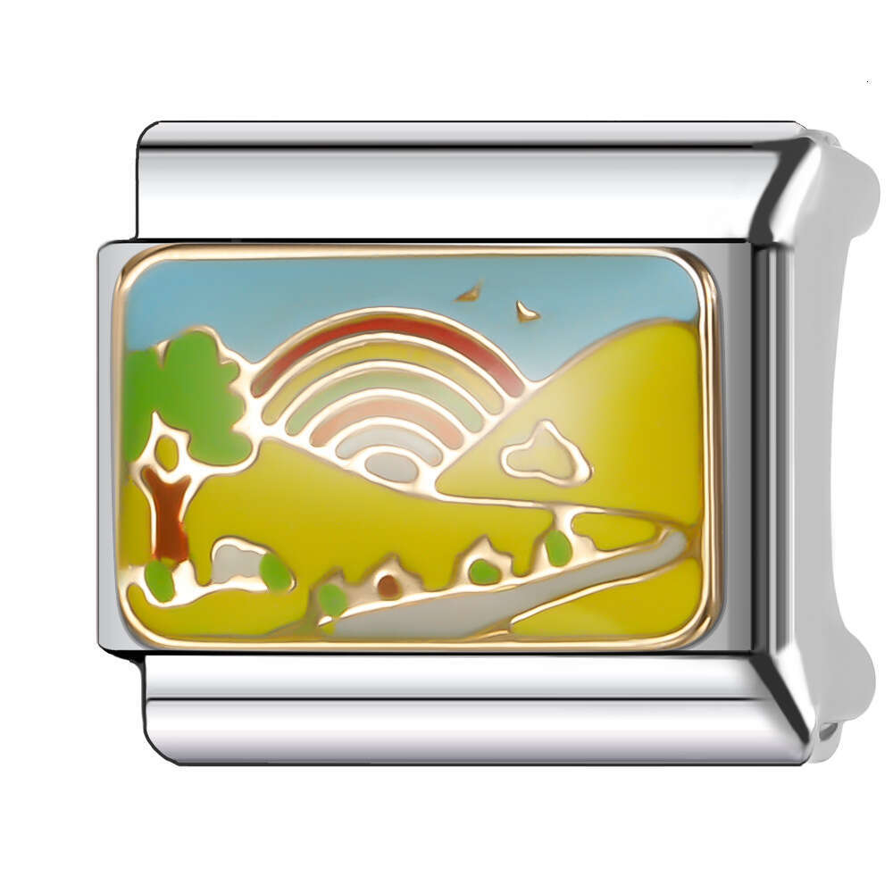 New Women's Gift yellow bus hedgehog Bead Italian Charms Links Bangle Beads Fit 9mm Stainless Steel Bracelet Making DIY For Women Fashion Jewelry