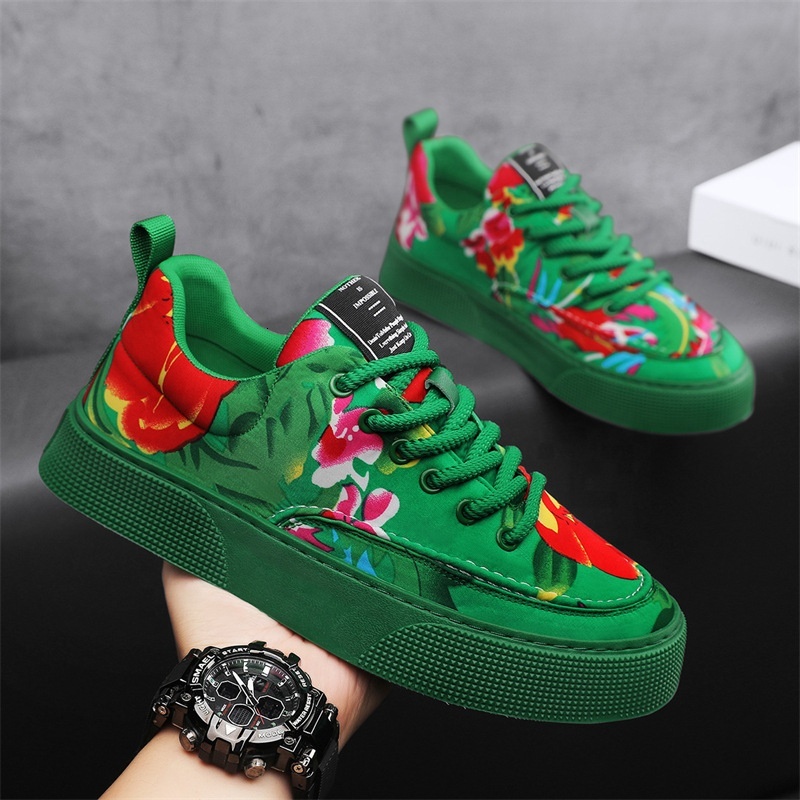Y Red Green Men's 2024 New Big wer Tide Thick-soled Heightened Board Breathable Cloth Sneakers Casual Shoes For Men