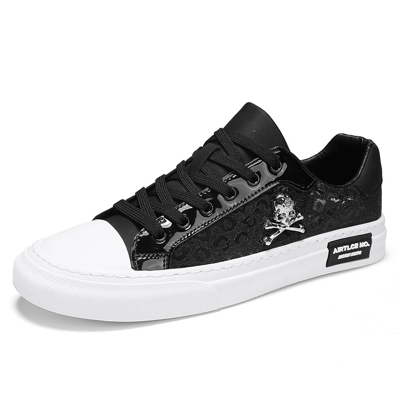 Casual Street Tinsel Skulls Flats Skateboard Fashion Trend Sneakers Jogging Office Sport Shoes for Men