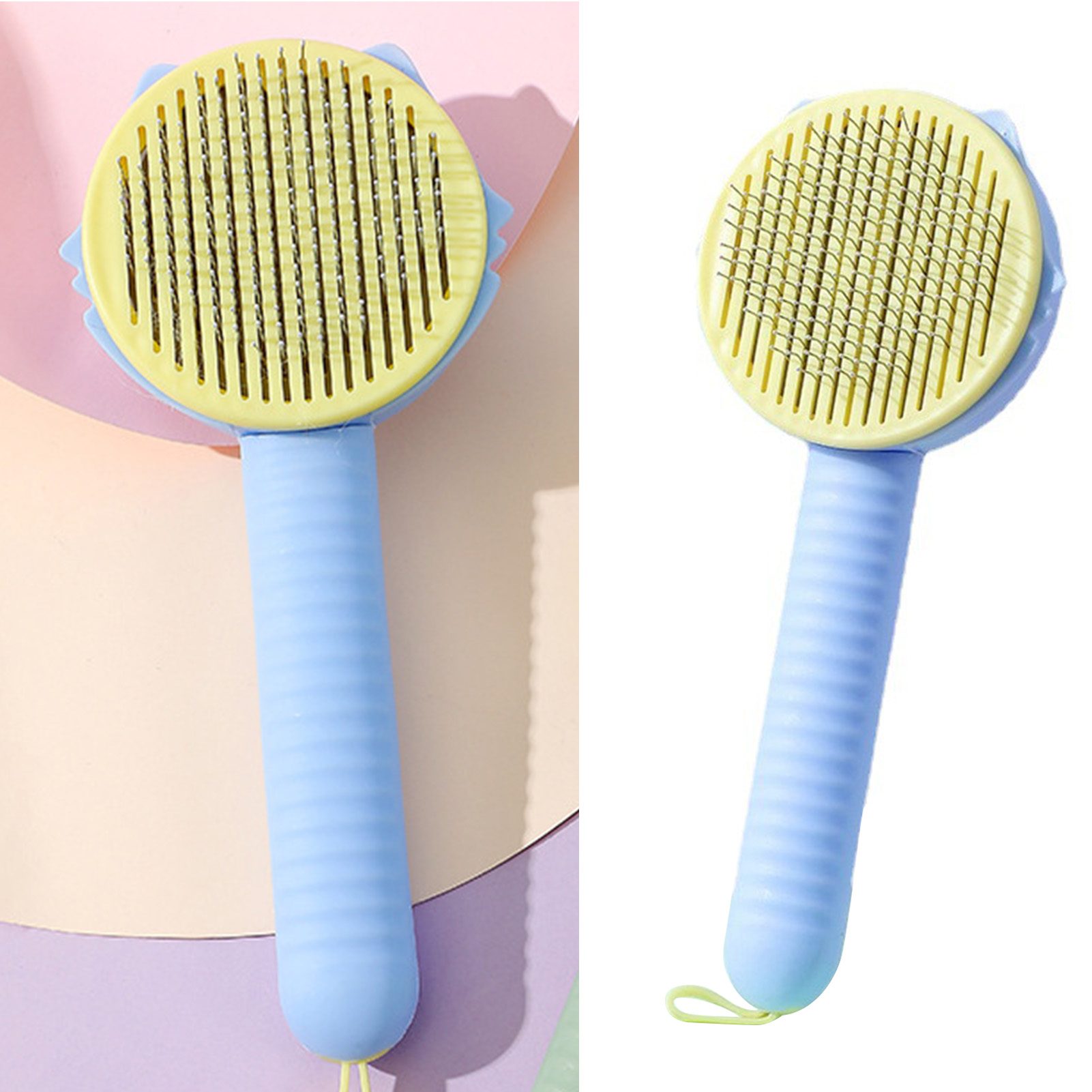 Multipurpose Stainless Steel Pet Grooming Brush, Needle Detangling, Removes Knots, Dog Slicker Brush for Cats Dogs, Long Hair