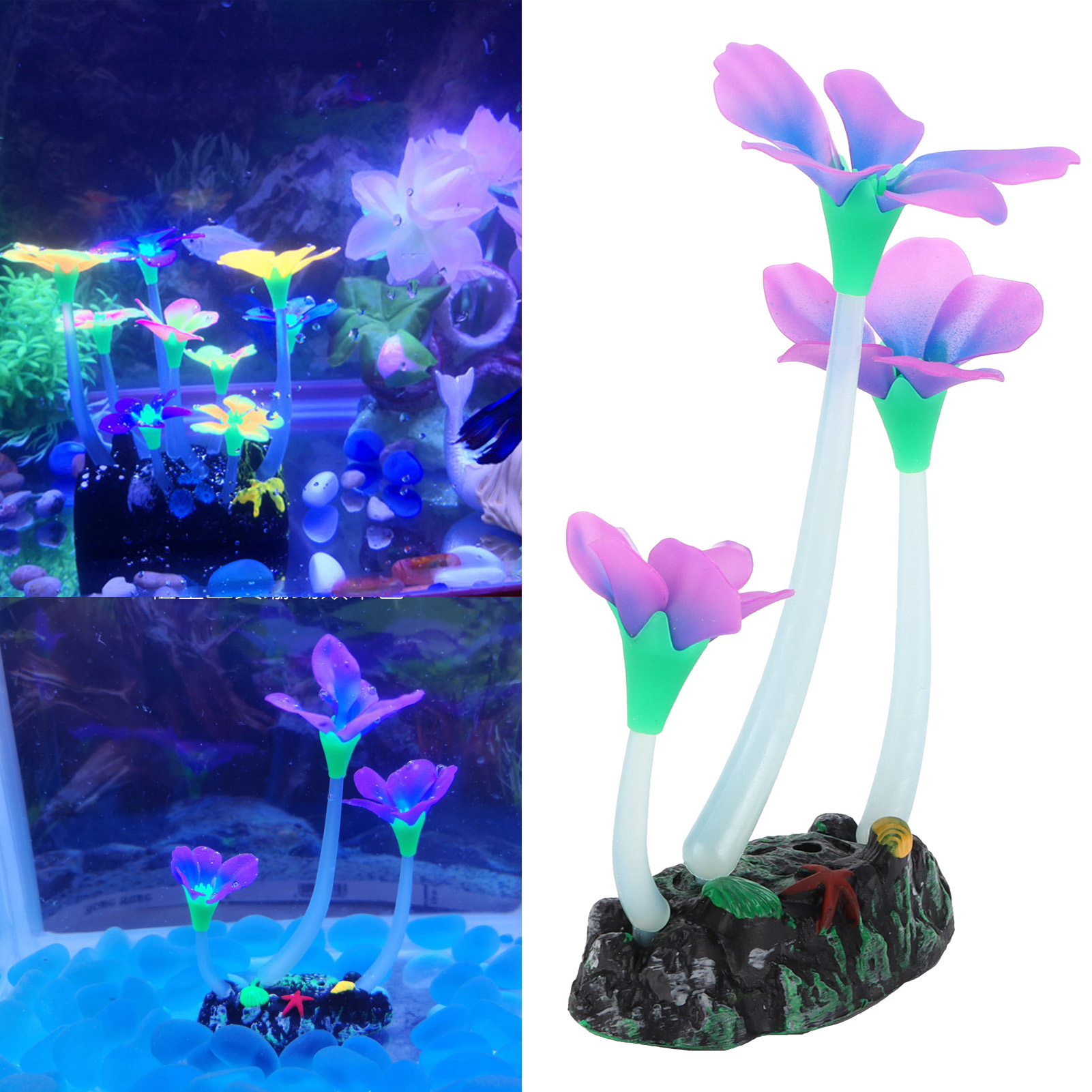 Lifelike Silicone Artificial Aquarium Plants, Colorful Glowing Coral, Fish Tank Decorations